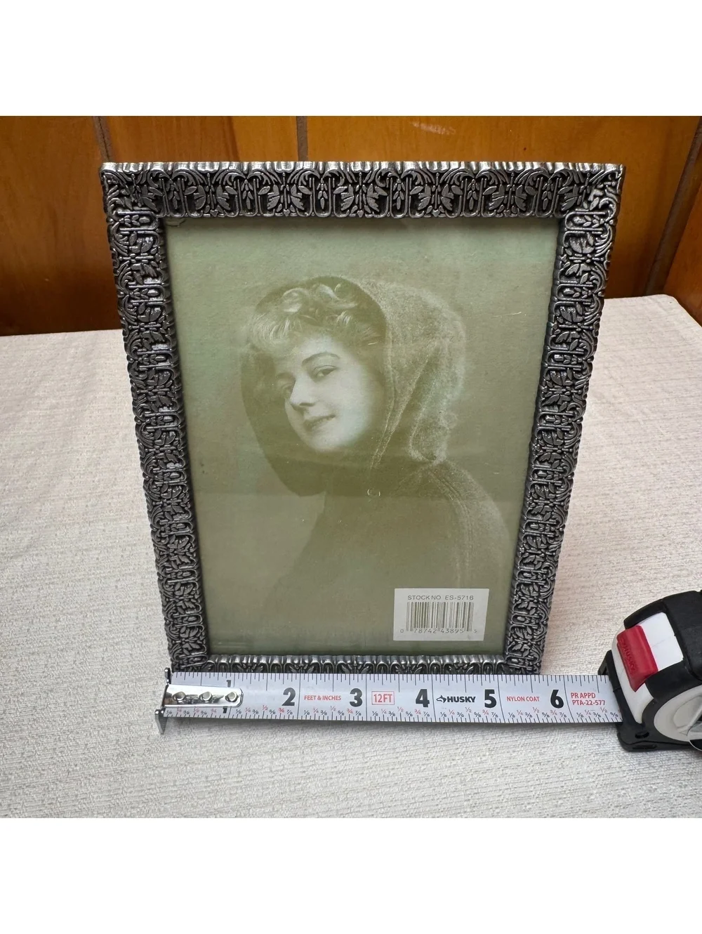 Vintage Ornate Pewter Tone 5x7 Picture Frame Made in Korea Floral Scroll Decor